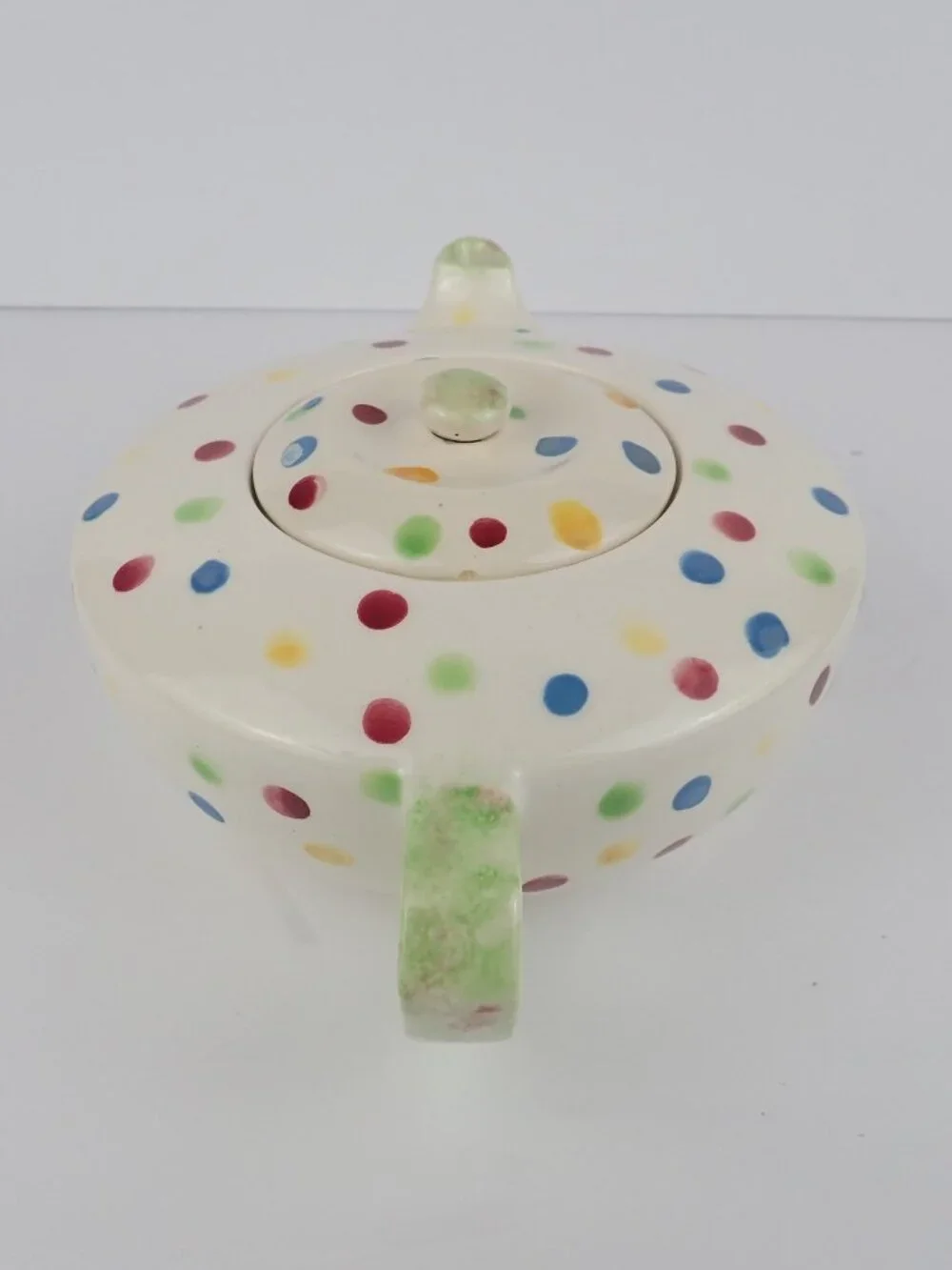 Ceramic Polka Dot Spotted Small Teapot W/Lid